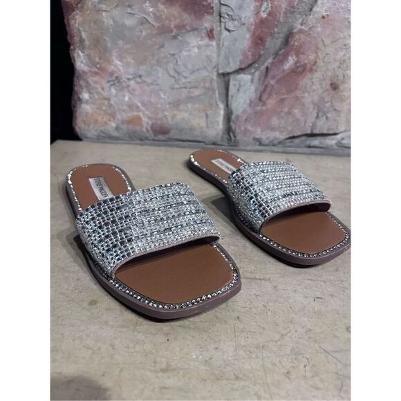 Steve Madden Mira Rhinestone Crystal Slide Slip On Dressy Sandals Size 9M - Picture 1 of 10